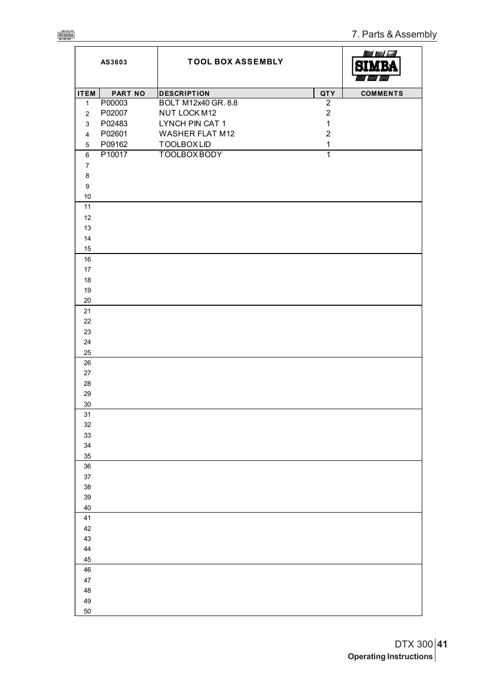 Parts & assembly | Great Plains DTX 300 Assembly Instructions User Manual | Page 7 / 24