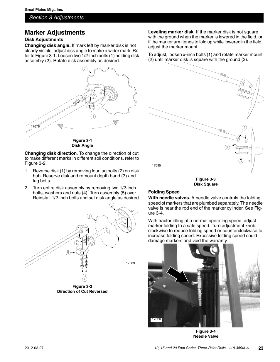 Marker adjustments | Great Plains 2000 Operator Manual User Manual | Page 26 / 45