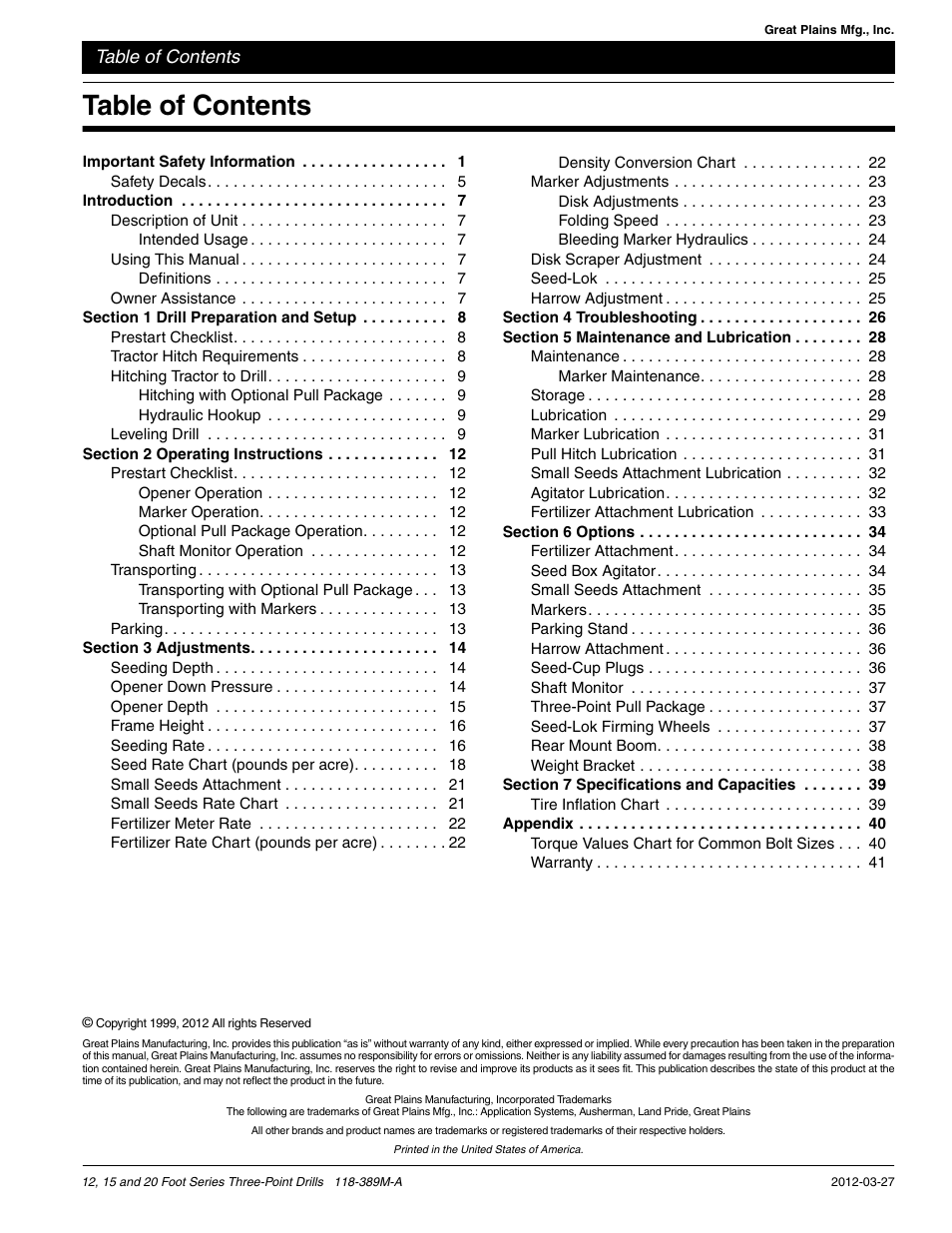 Great Plains 2000 Operator Manual User Manual | Page 3 / 45