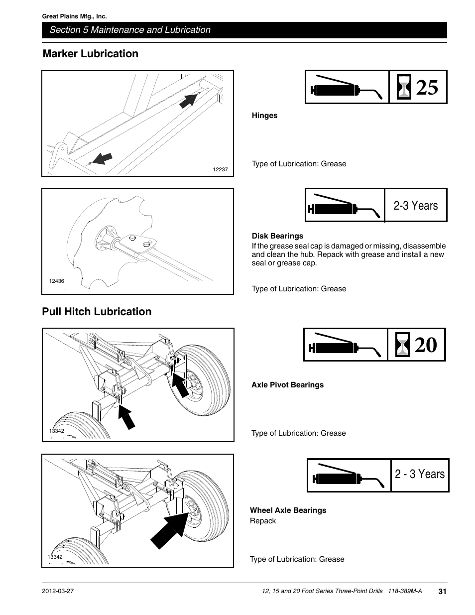 3 years, 2 - 3 years | Great Plains 2000 Operator Manual User Manual | Page 34 / 45