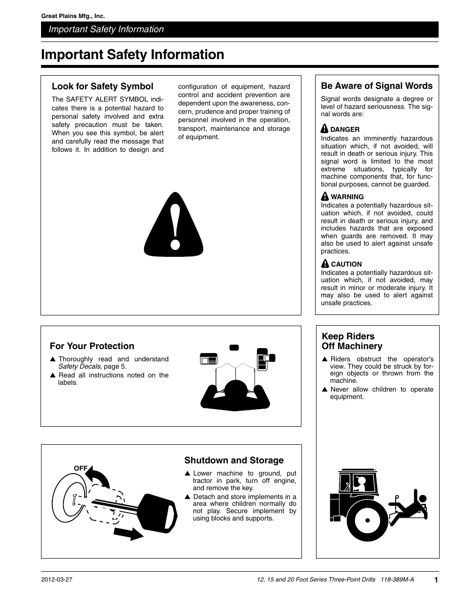 Important safety information | Great Plains 2000 Operator Manual User Manual | Page 4 / 45
