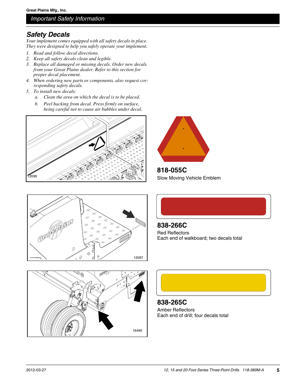 266c, 265c, 055c | Safety decals | Great Plains 2000 Operator Manual User Manual | Page 8 / 45