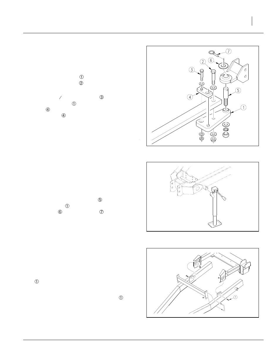 Figure 6 hitch hook-up assembly, Figure 7 jack in parking position, Figure 8 hitch height adjustment | Uctions 5-8 and proceed with 9 | Great Plains TSF1290 Predelivery Manual User Manual | Page 13 / 20