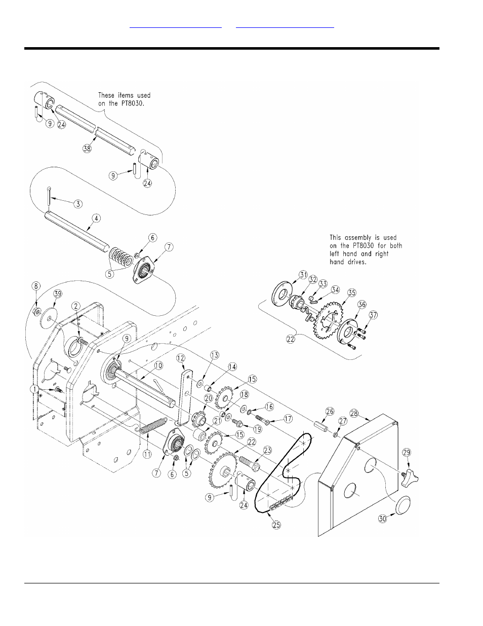 Wheel module drive (6030 s/n u1048-; 8030 s/n, V1012-) | Great Plains PT8030 Predelivery Manual User Manual | Page 40 / 108