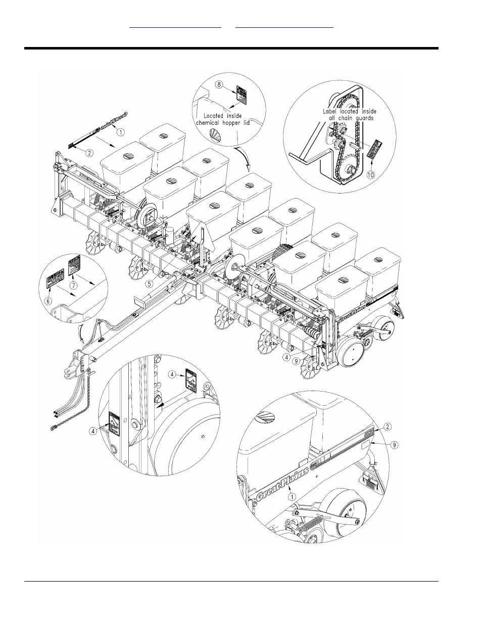 Decals, Decal location, Table of contents part number index decal location | Great Plains PT8030 Predelivery Manual User Manual | Page 84 / 108