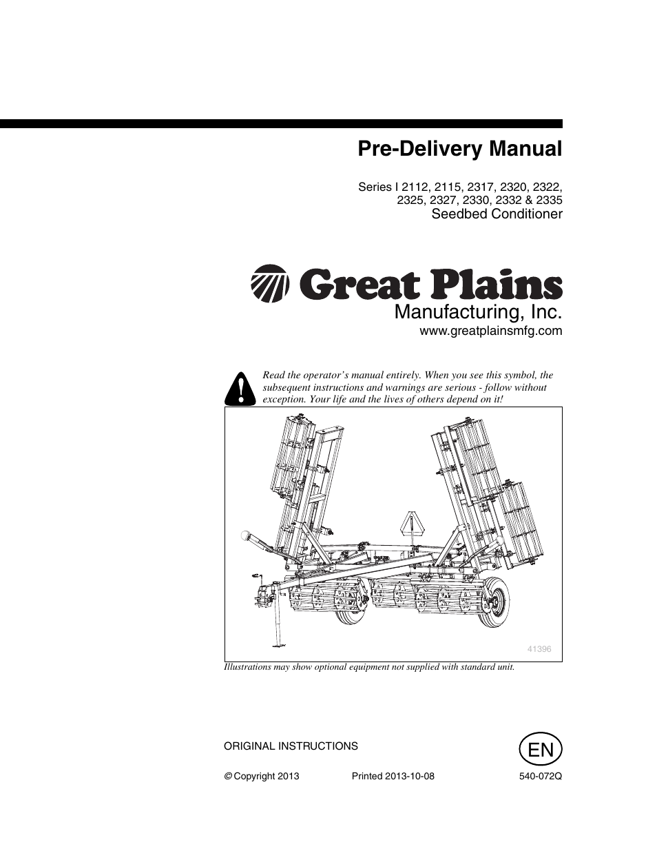 Great Plains 2335SC Predelivery Manual User Manual | 32 pages