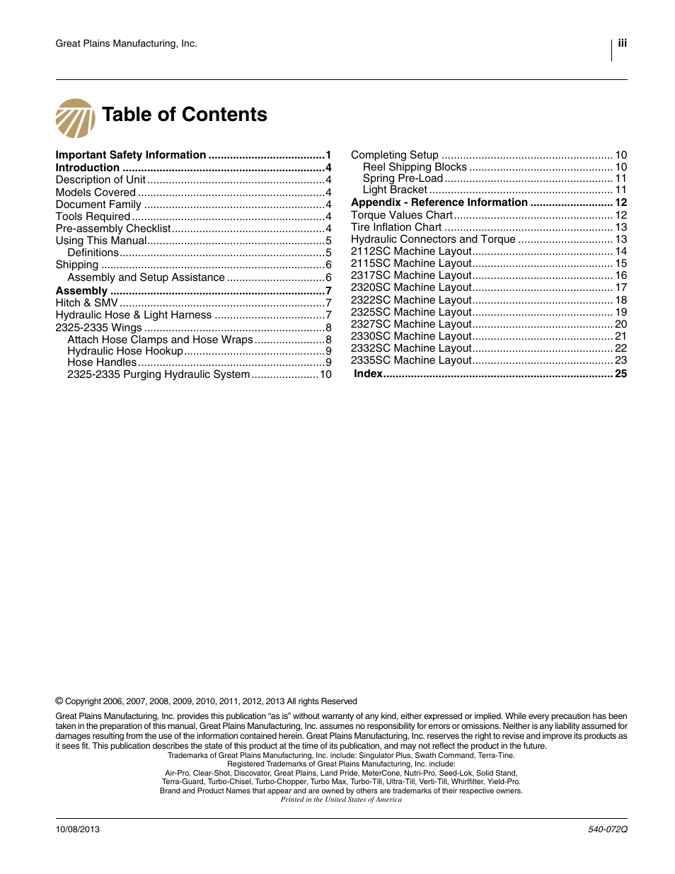 Great Plains 2335SC Predelivery Manual User Manual | Page 3 / 32