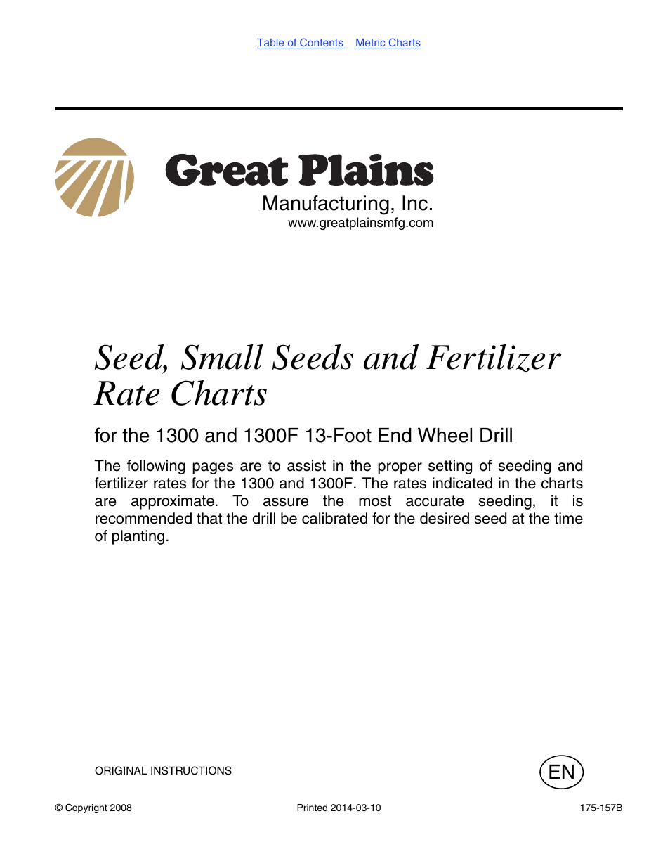 Great Plains 1300 13-Foot Material Rate User Manual | 38 pages