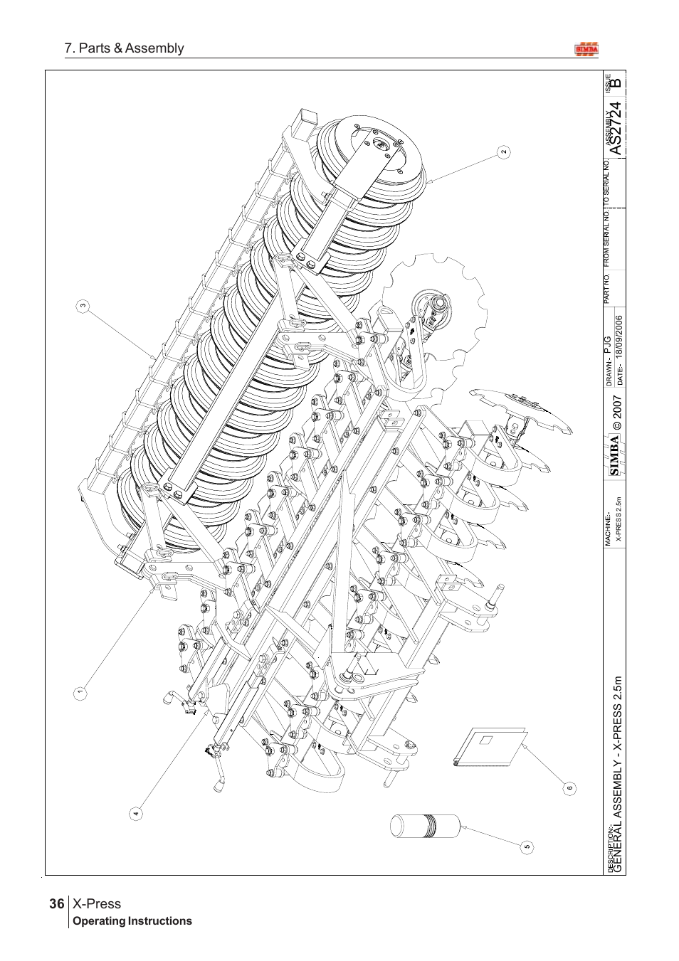 Bas2 72 4, X-press, 36 7. parts & assembly | Great Plains SN12759 Assembly Instructions User Manual | Page 2 / 58