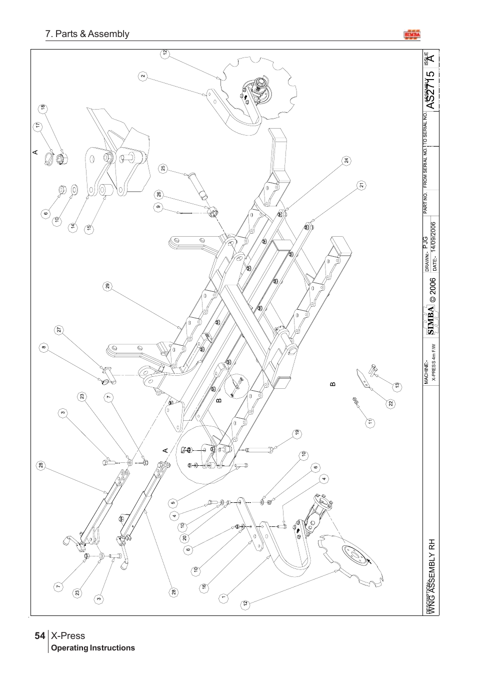Aas2 71 5, X-press, 54 7. parts & assembly | Great Plains SN12759 Assembly Instructions User Manual | Page 20 / 58