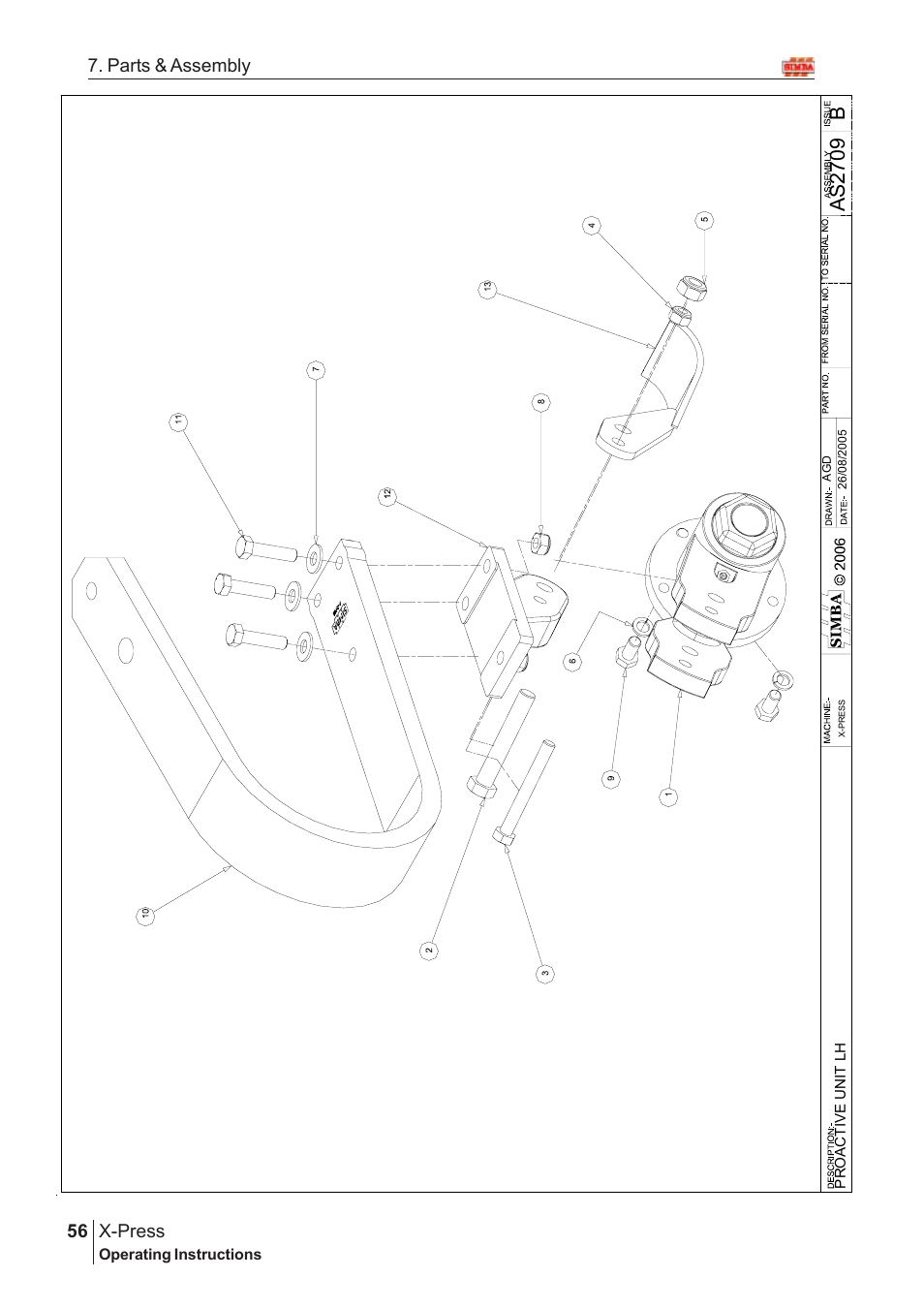 Bas2 70 9, X-press, 56 7. parts & assembly | Great Plains SN12759 Assembly Instructions User Manual | Page 22 / 58