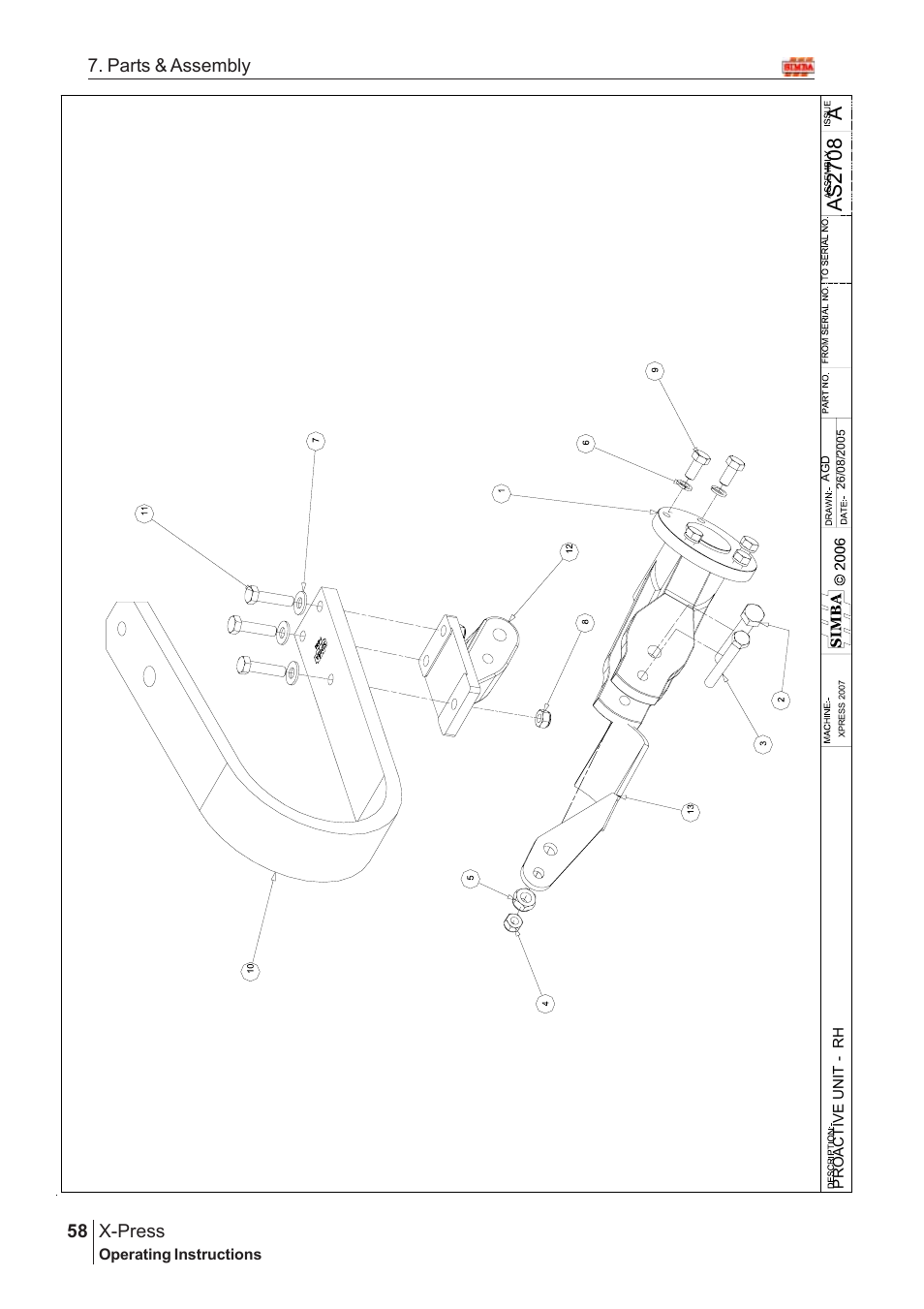 Aas2 70 8, X-press, 58 7. parts & assembly | Great Plains SN12759 Assembly Instructions User Manual | Page 24 / 58