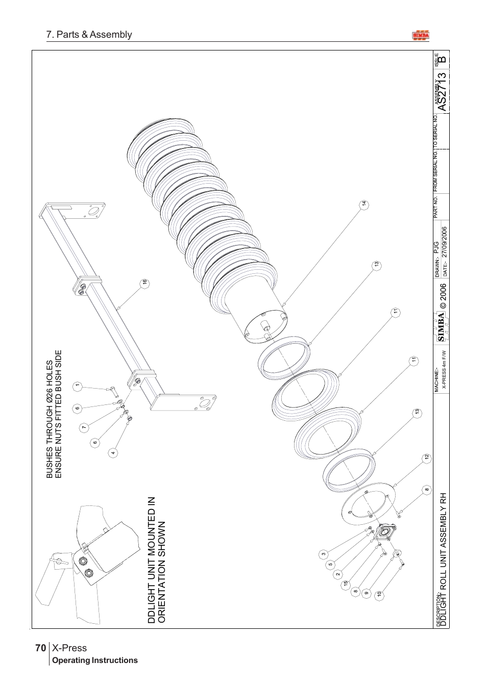Bas2 71 3, X-press, 70 7. parts & assembly | Great Plains SN12759 Assembly Instructions User Manual | Page 36 / 58