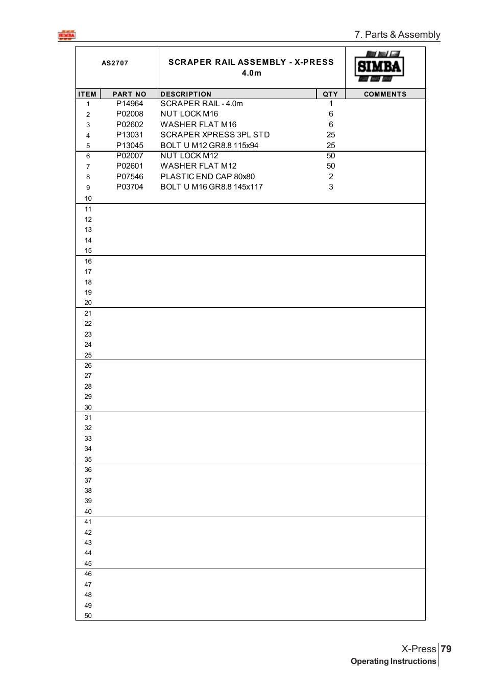 79 x-press, Parts & assembly | Great Plains SN12759 Assembly Instructions User Manual | Page 45 / 58