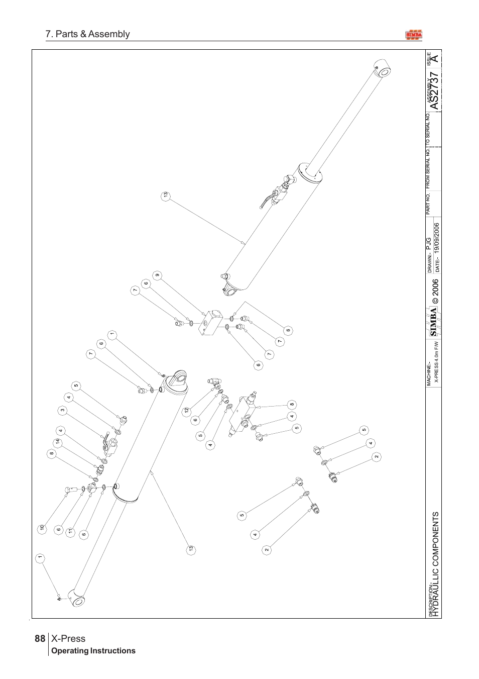 Aas2 73 7, X-press, 88 7. parts & assembly | Great Plains SN12759 Assembly Instructions User Manual | Page 54 / 58