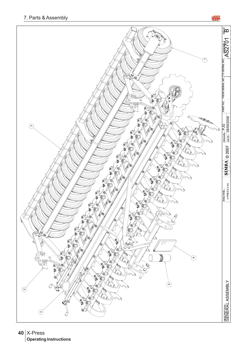 Bas2 70 1, X-press, 40 7. parts & assembly | Great Plains SN12759 Assembly Instructions User Manual | Page 6 / 58