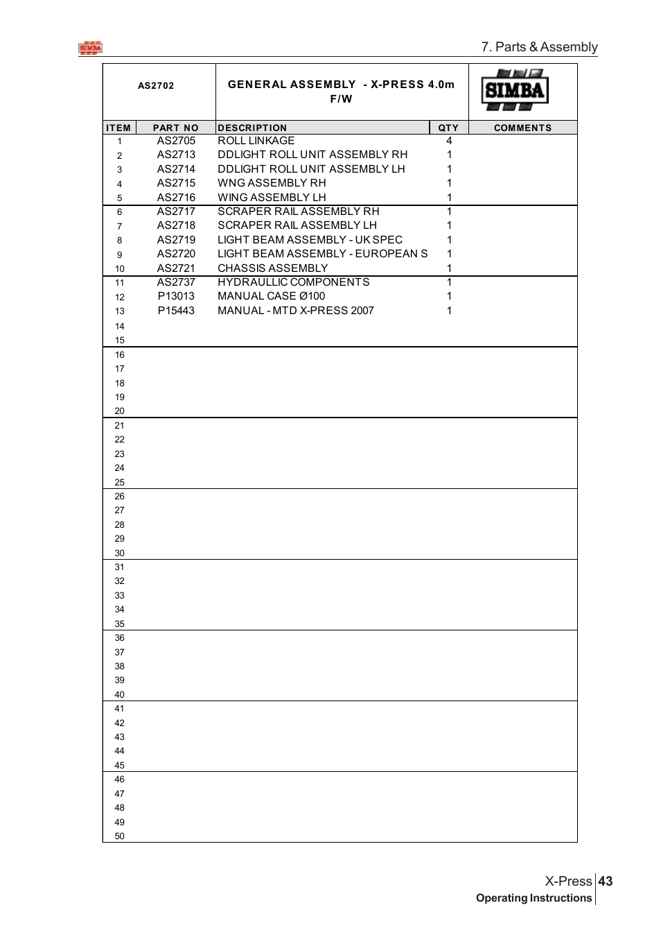 43 x-press, Parts & assembly | Great Plains SN12759 Assembly Instructions User Manual | Page 9 / 58
