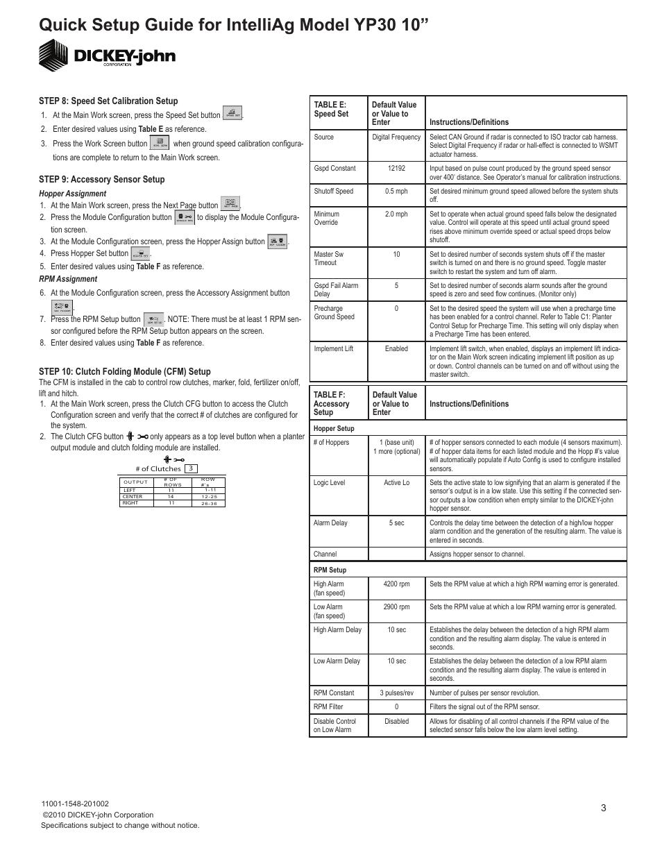 Quick setup guide for intelliag model yp30 10 | Great Plains YP3010HDP-3610 10HDP Series 36 Row 10 Inch Quick Start User Manual | Page 3 / 5