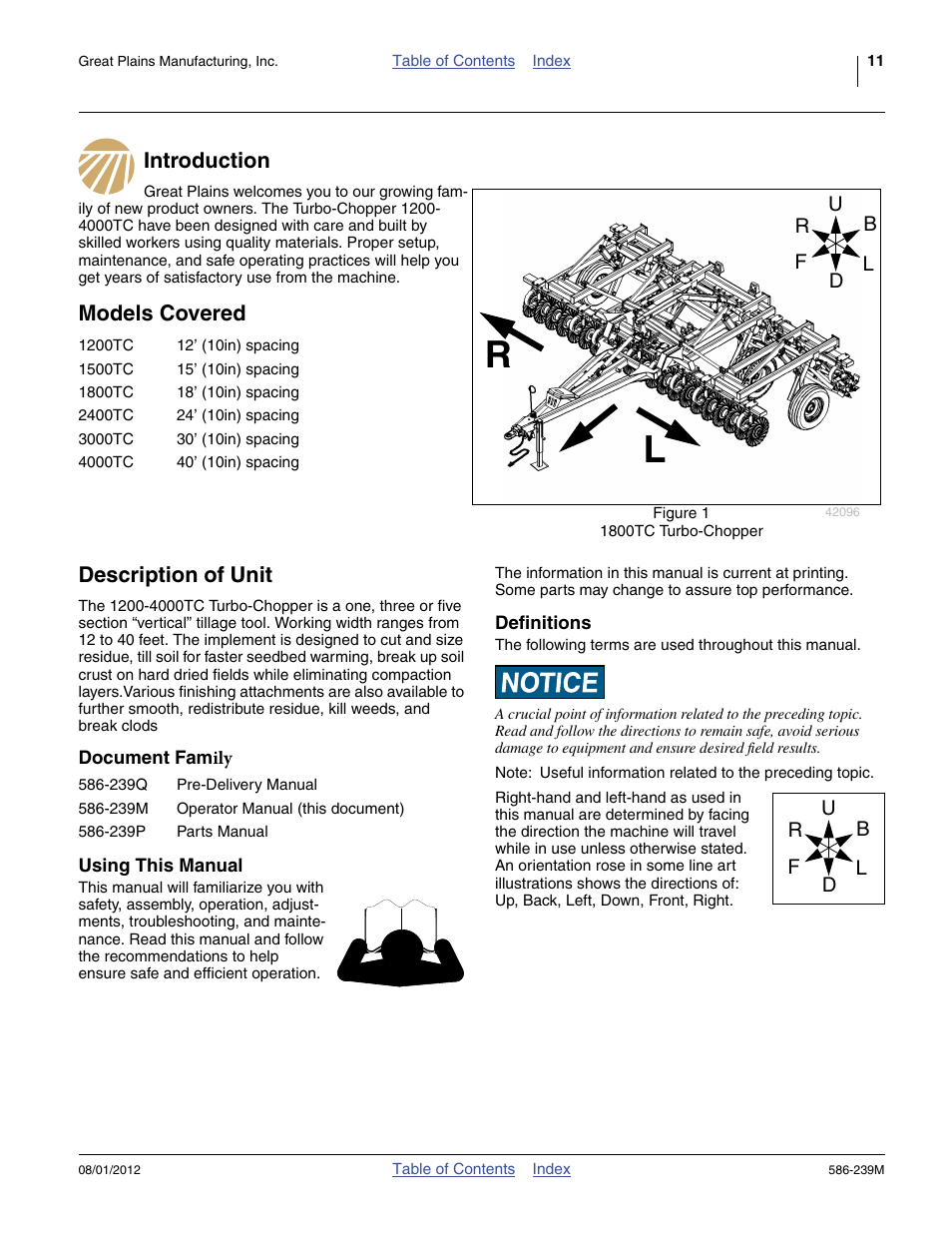 Introduction, Models covered, Description of unit | Document family, Using this manual, Definitions, Introduction models covered description of unit, Document family using this manual definitions, Models covered description of unit | Great Plains 4000TC Operator Manual User Manual | Page 15 / 42