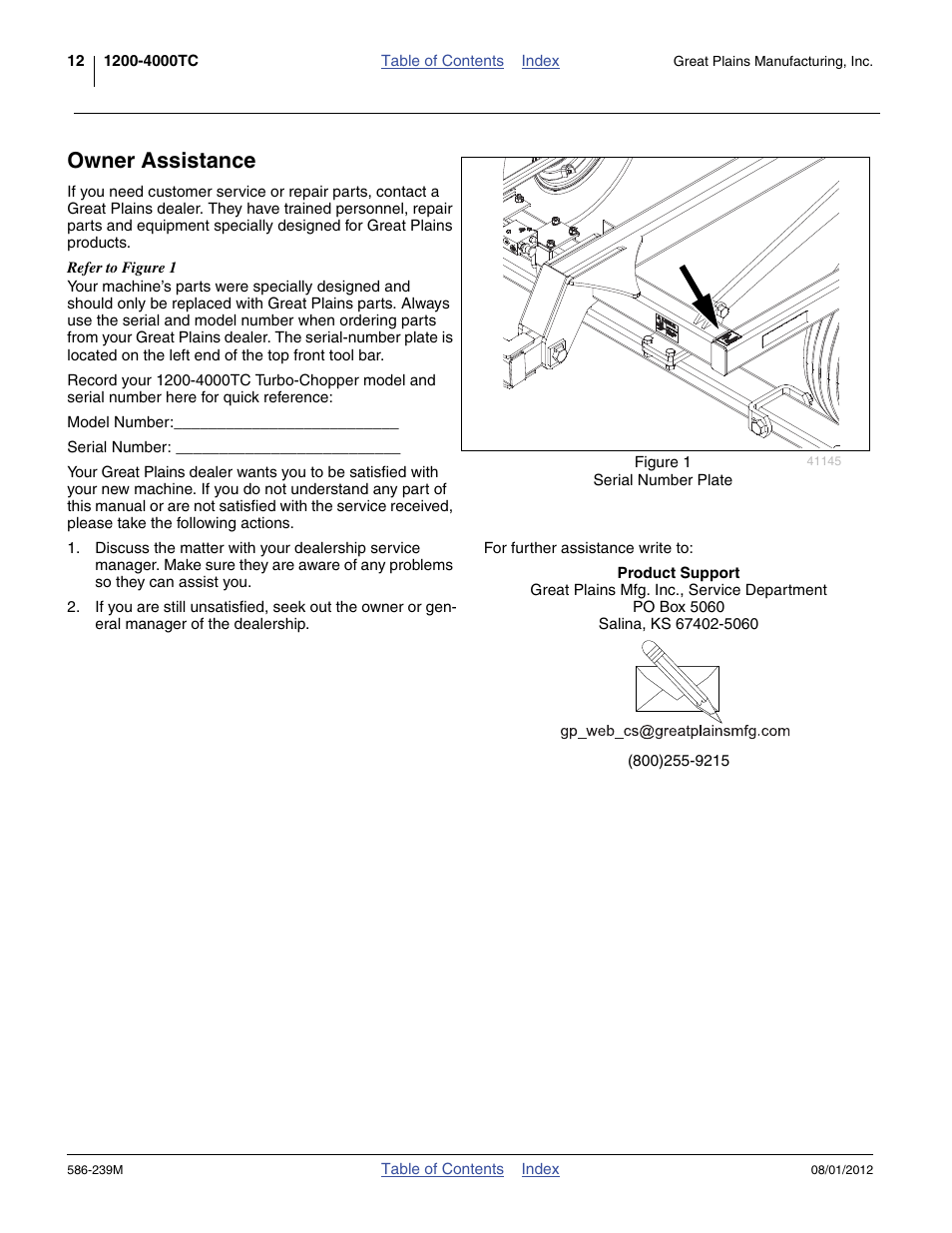 Owner assistance | Great Plains 4000TC Operator Manual User Manual | Page 16 / 42