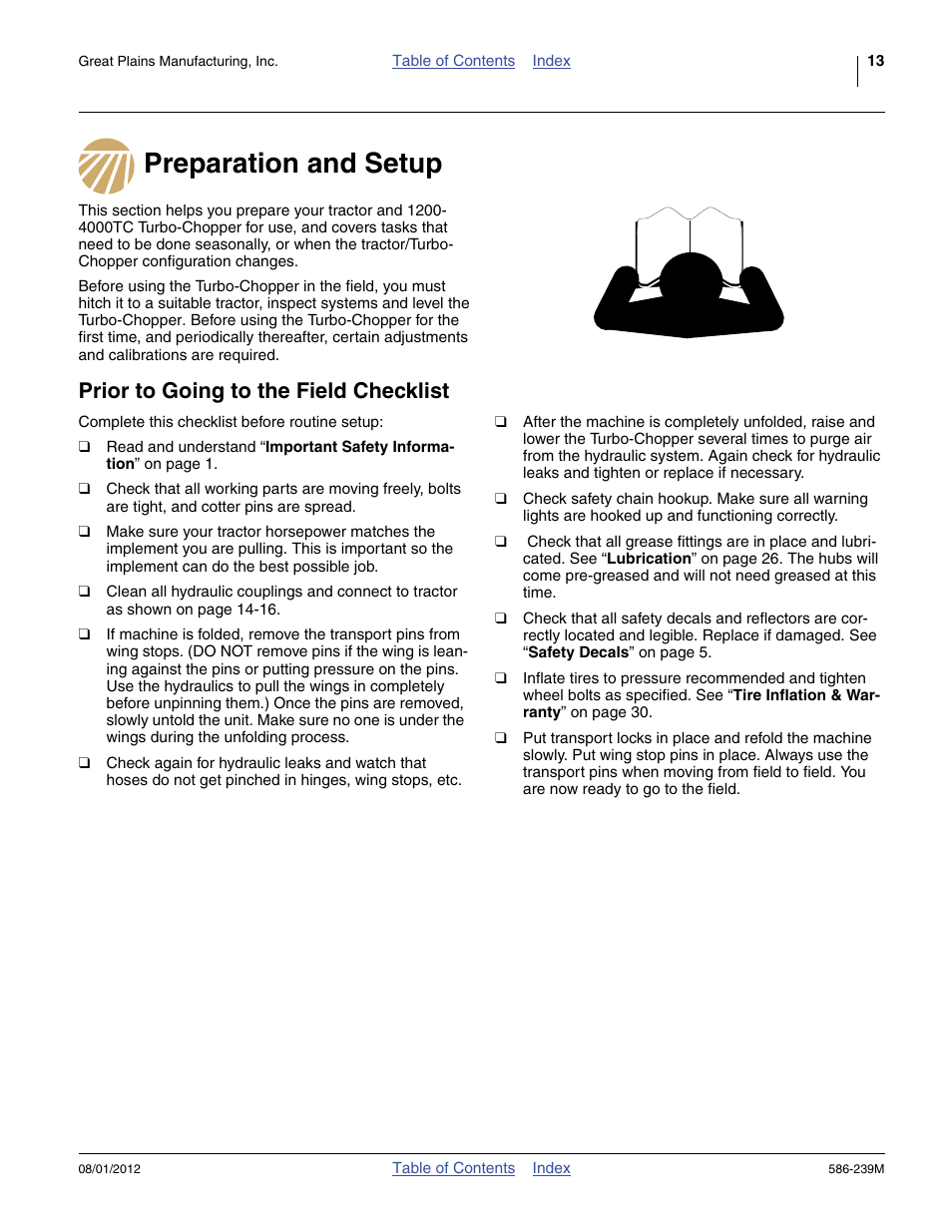 Preparation and setup, Prior to going to the field checklist | Great Plains 4000TC Operator Manual User Manual | Page 17 / 42