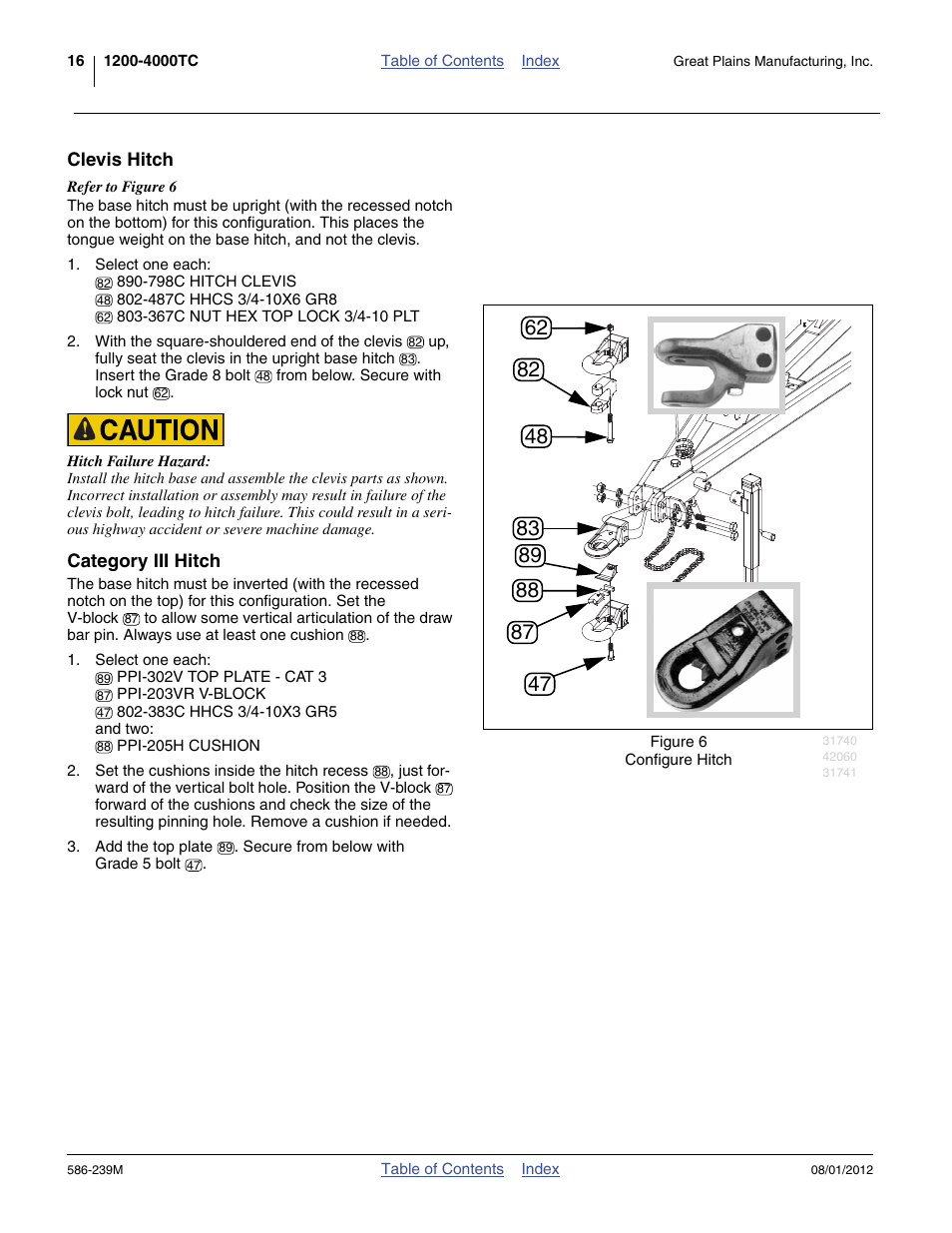 Clevis hitch, Category iii hitch, Clevis hitch category iii hitch | Great Plains 4000TC Operator Manual User Manual | Page 20 / 42