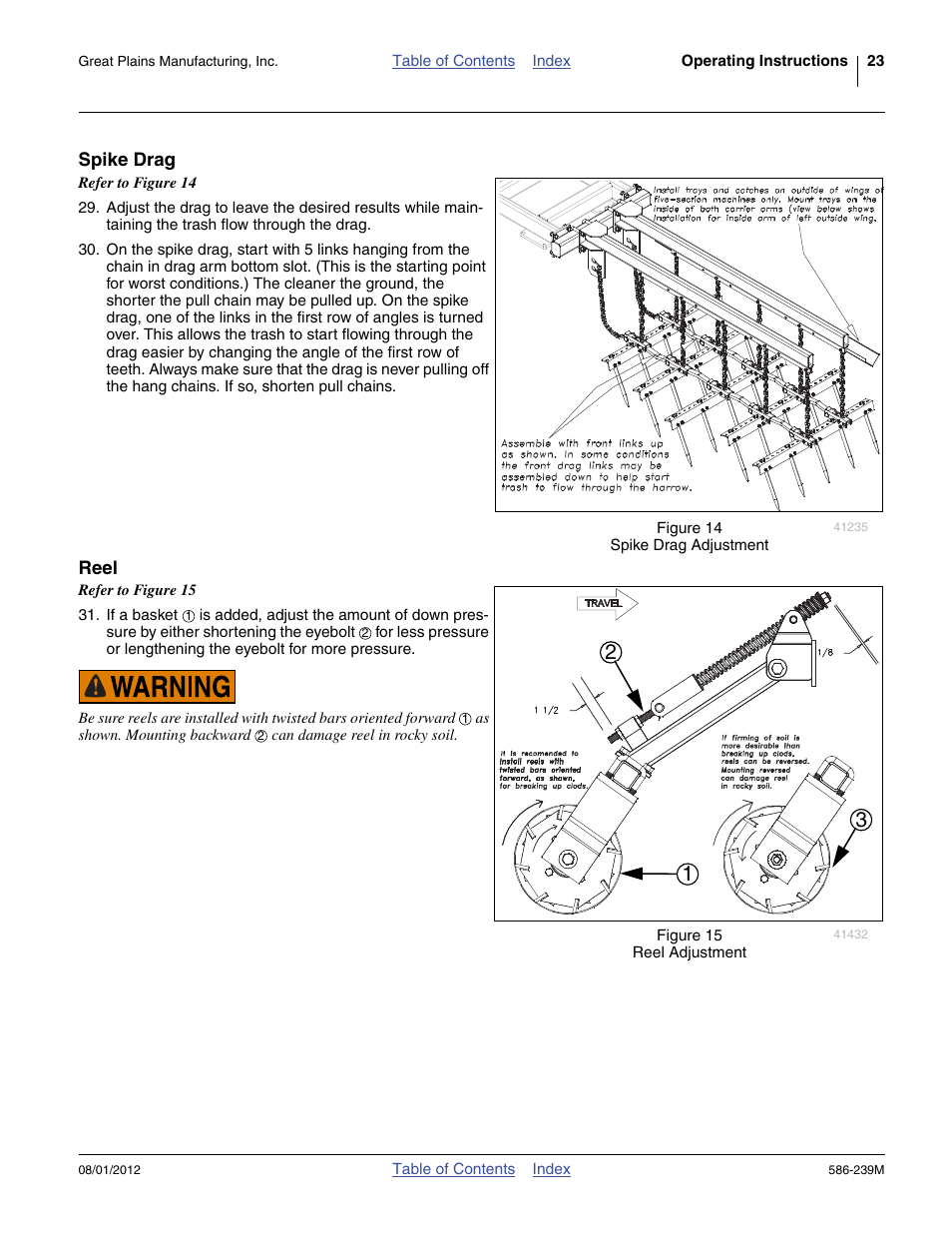 Spike drag, Reel, Spike drag reel | Great Plains 4000TC Operator Manual User Manual | Page 27 / 42