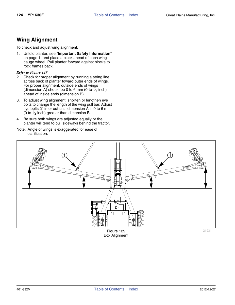 Wing alignment | Great Plains YP1630F-1670 Operator Manual User Manual | Page 128 / 138
