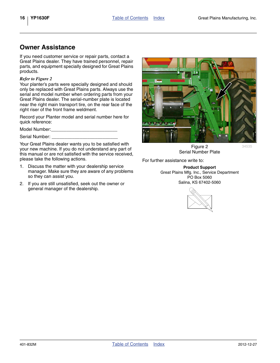 Owner assistance | Great Plains YP1630F-1670 Operator Manual User Manual | Page 20 / 138