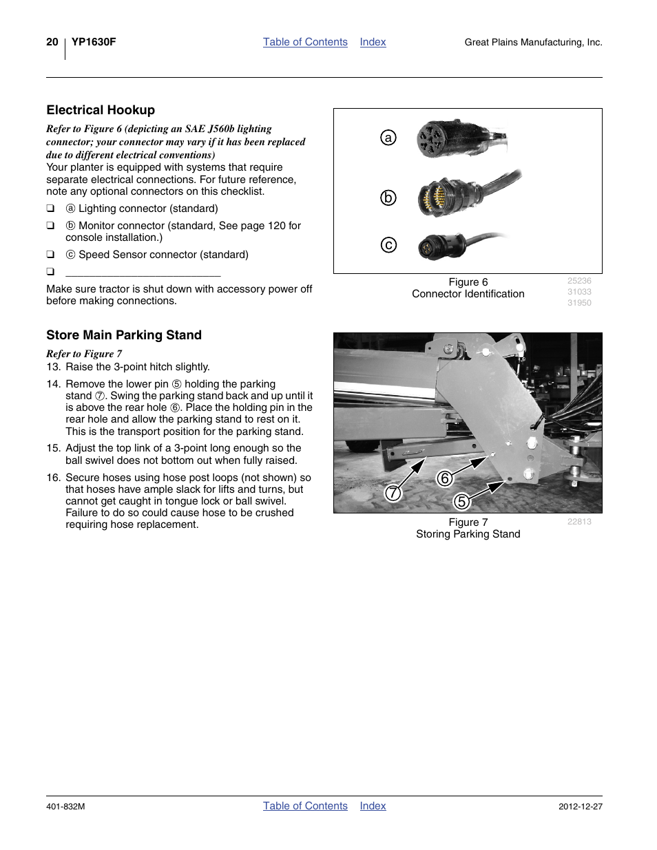 Electrical hookup, Store main parking stand, Electrical hookup store main parking stand | Great Plains YP1630F-1670 Operator Manual User Manual | Page 24 / 138