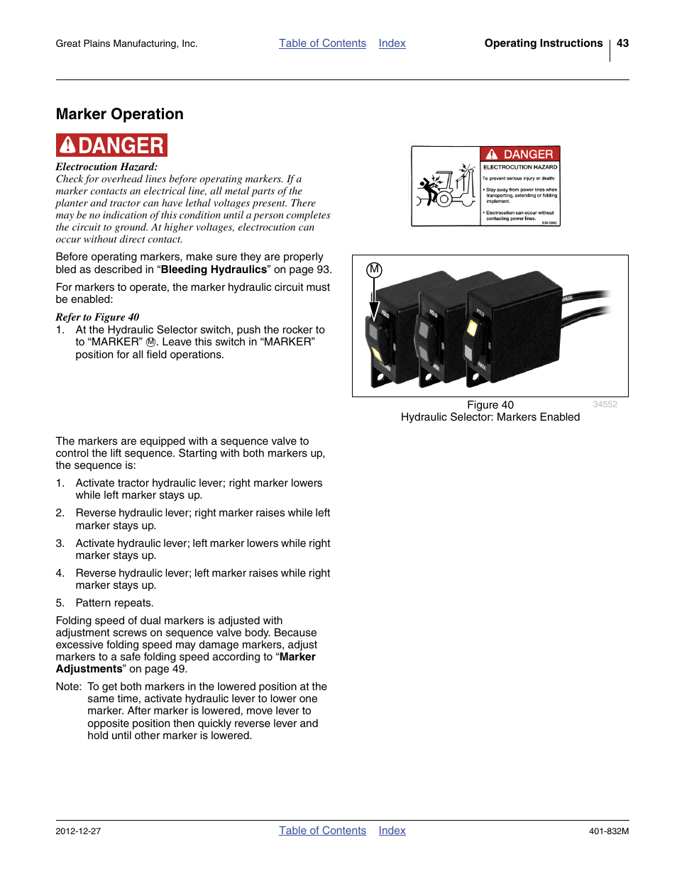 Marker operation | Great Plains YP1630F-1670 Operator Manual User Manual | Page 47 / 138