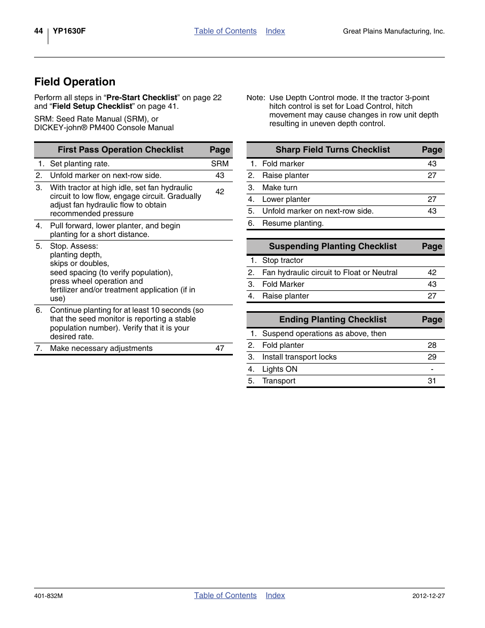 Field operation | Great Plains YP1630F-1670 Operator Manual User Manual | Page 48 / 138
