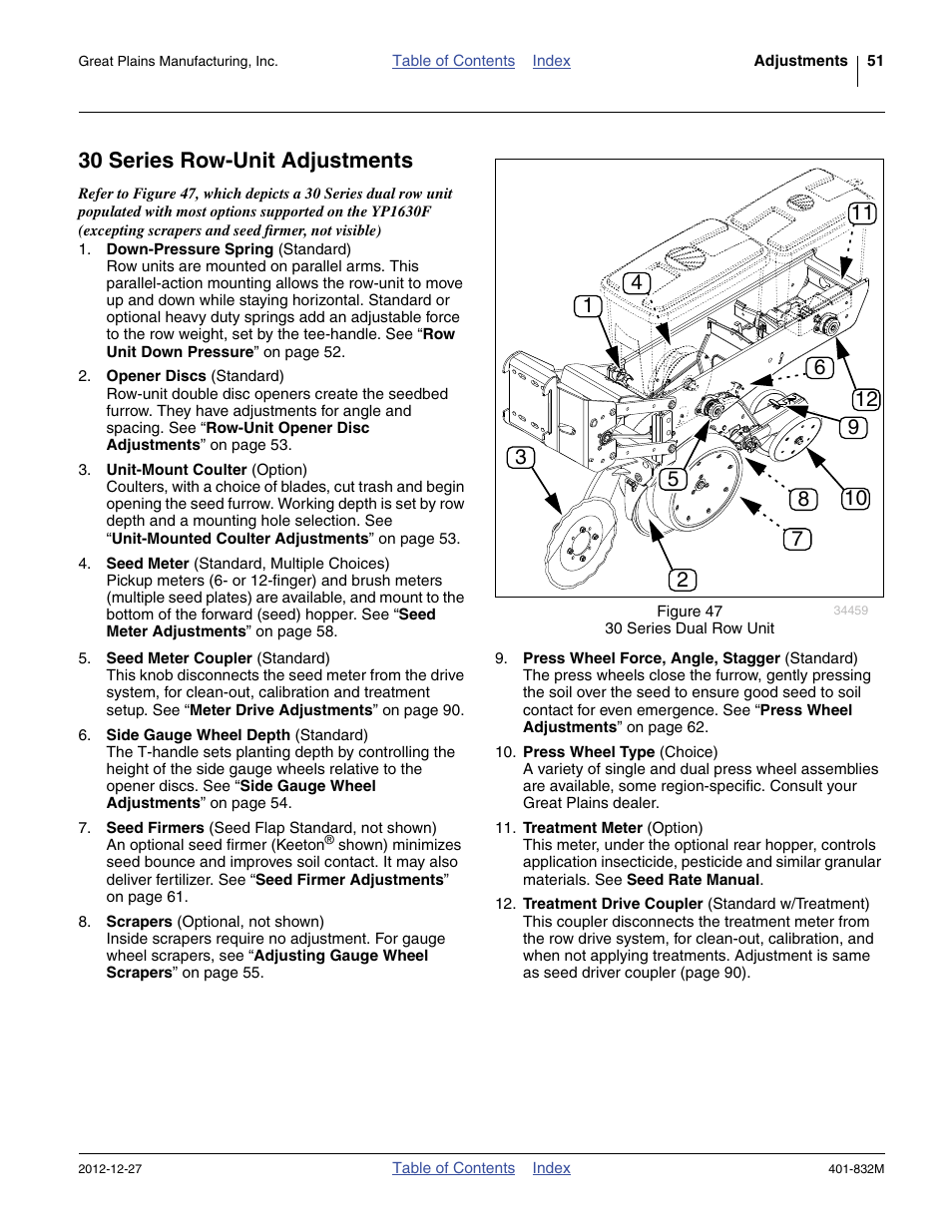 30 series row-unit adjustments | Great Plains YP1630F-1670 Operator Manual User Manual | Page 55 / 138