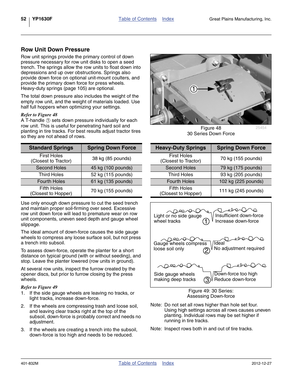 Row unit down pressure | Great Plains YP1630F-1670 Operator Manual User Manual | Page 56 / 138