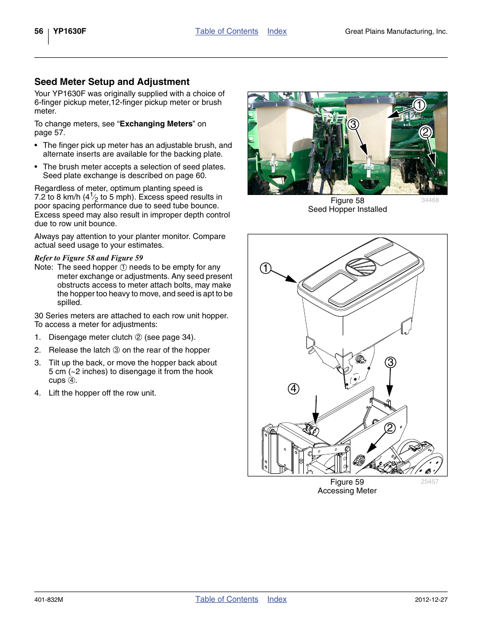 Seed meter setup and adjustment | Great Plains YP1630F-1670 Operator Manual User Manual | Page 60 / 138