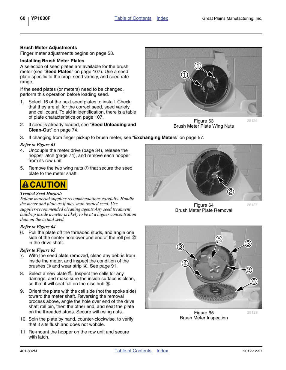 Brush meter adjustments, Installing brush meter plates | Great Plains YP1630F-1670 Operator Manual User Manual | Page 64 / 138
