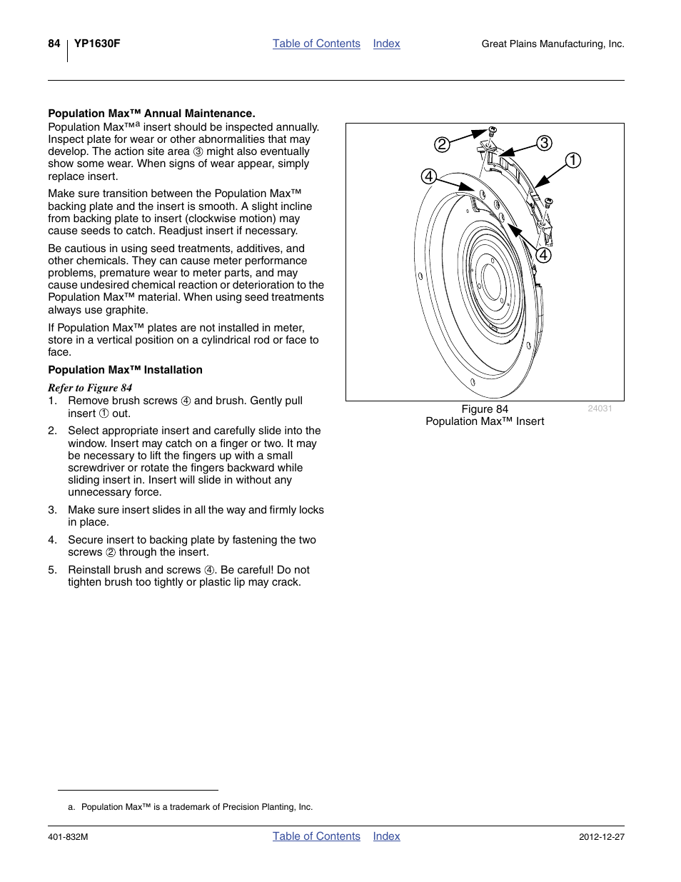 Population max™ annual maintenance, Population max™ installation | Great Plains YP1630F-1670 Operator Manual User Manual | Page 88 / 138