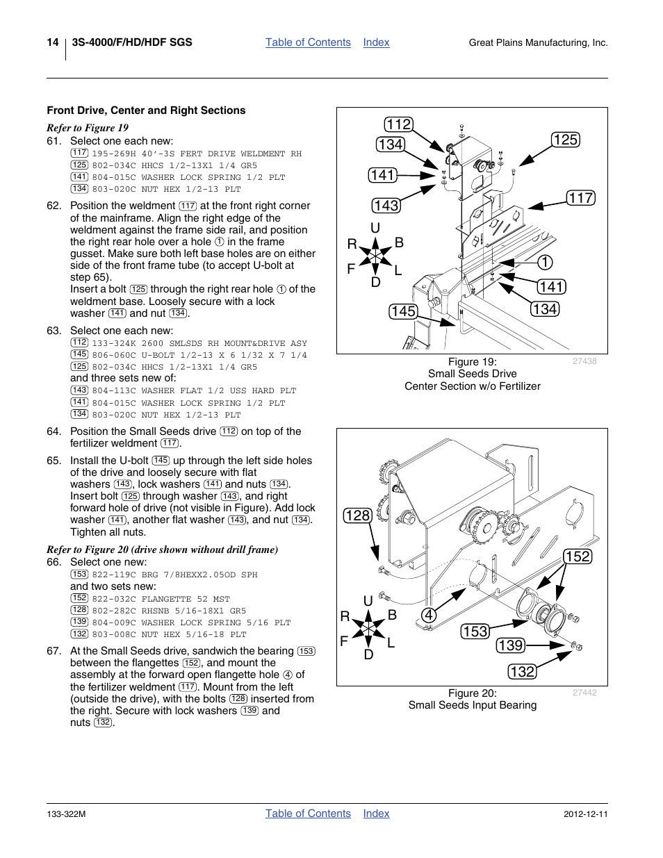 Front drive, center and right sections | Great Plains 3S-4000HD Assembly Instructions User Manual | Page 18 / 44
