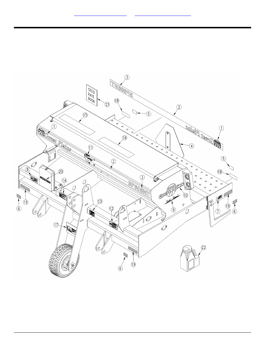 3p605 & 3p606 decals, Decal placement | Great Plains 606NT Parts Manual User Manual | Page 170 / 178