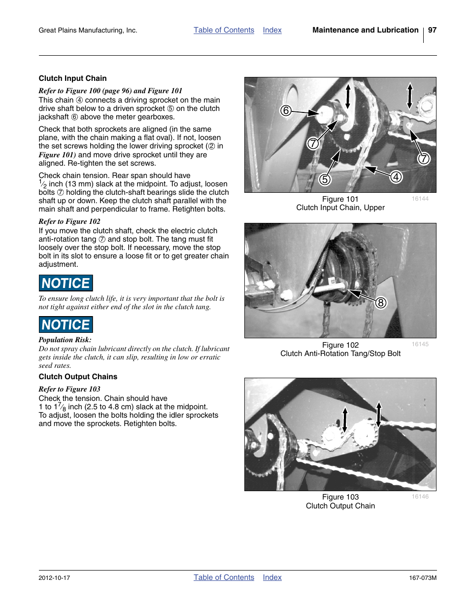 Clutch input chain, Clutch output chains | Great Plains ADC2220 Operator Manual User Manual | Page 101 / 136