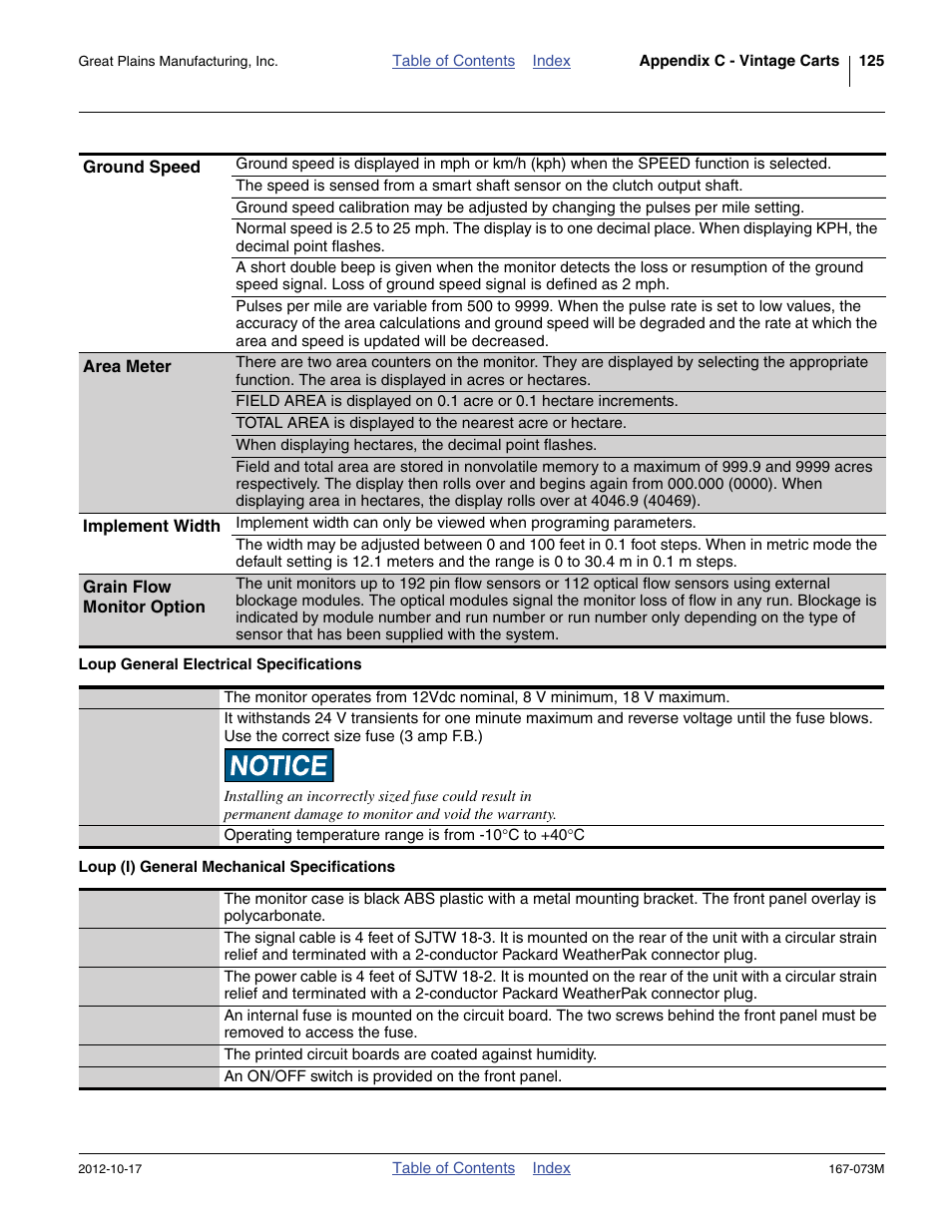 Loup general electrical specifications, Loup (i) general mechanical specifications | Great Plains ADC2220 Operator Manual User Manual | Page 129 / 136