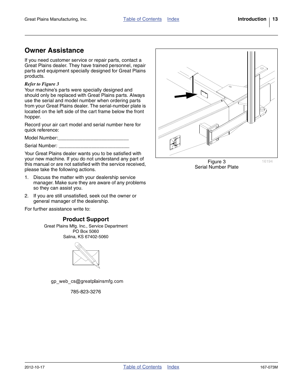 Owner assistance, Product support | Great Plains ADC2220 Operator Manual User Manual | Page 17 / 136