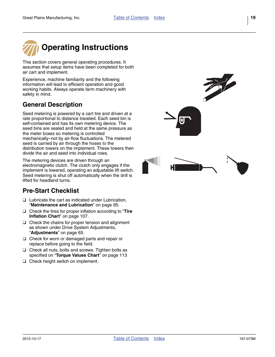 Operating instructions, General description, Pre-start checklist | Great Plains ADC2220 Operator Manual User Manual | Page 23 / 136