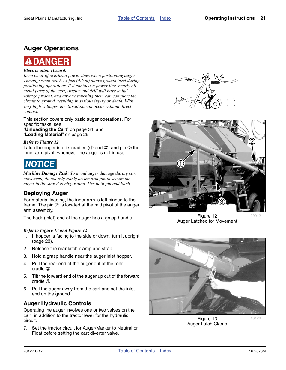 Auger operations, Deploying auger, Auger hydraulic controls | Deploying auger auger hydraulic controls | Great Plains ADC2220 Operator Manual User Manual | Page 25 / 136