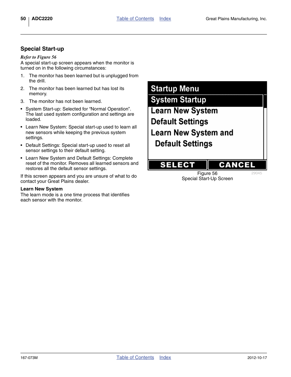 Special start-up, Learn new system | Great Plains ADC2220 Operator Manual User Manual | Page 54 / 136