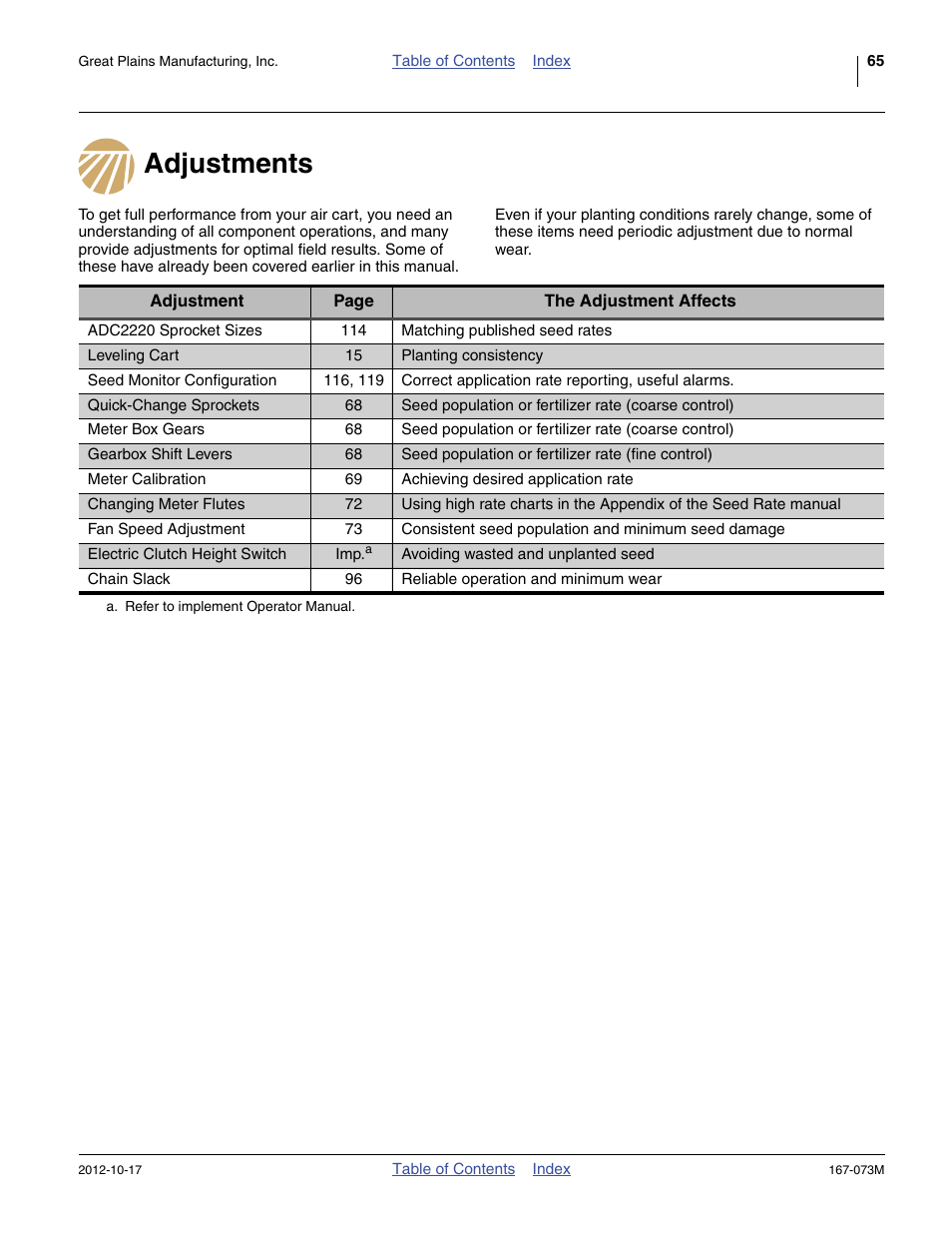 Adjustments | Great Plains ADC2220 Operator Manual User Manual | Page 69 / 136
