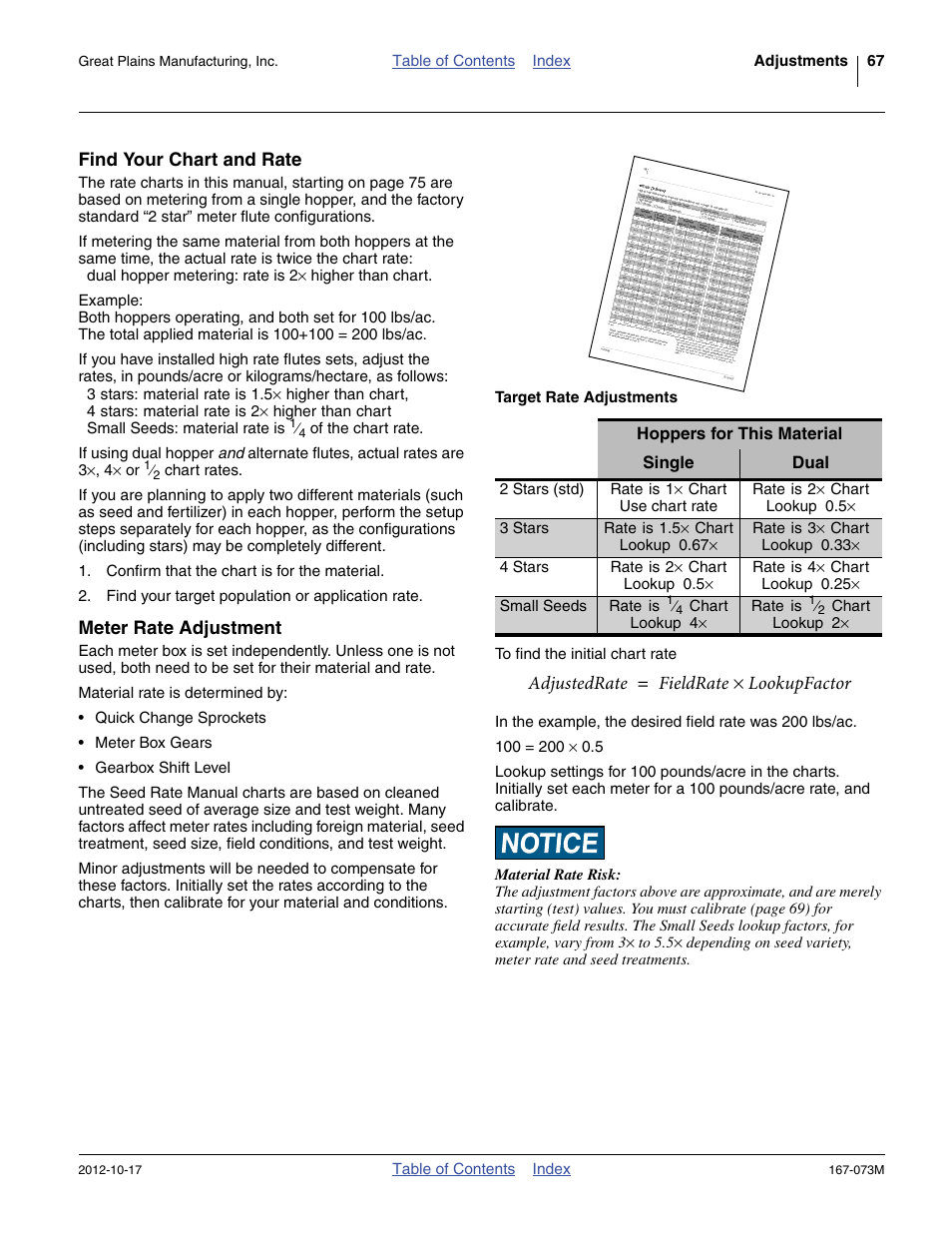 Find your chart and rate, Meter rate adjustment, Target rate adjustments | Great Plains ADC2220 Operator Manual User Manual | Page 71 / 136