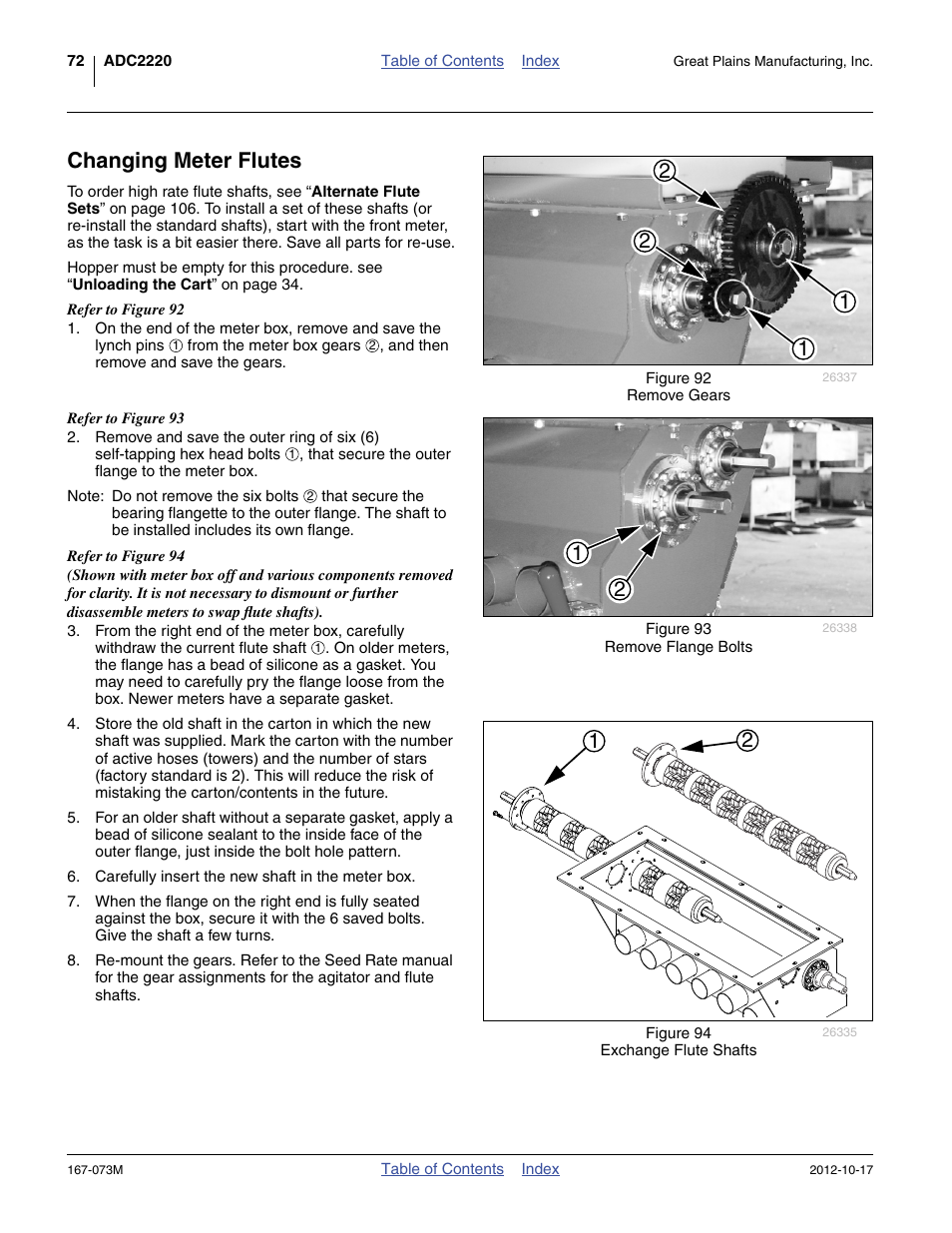 Changing meter flutes | Great Plains ADC2220 Operator Manual User Manual | Page 76 / 136