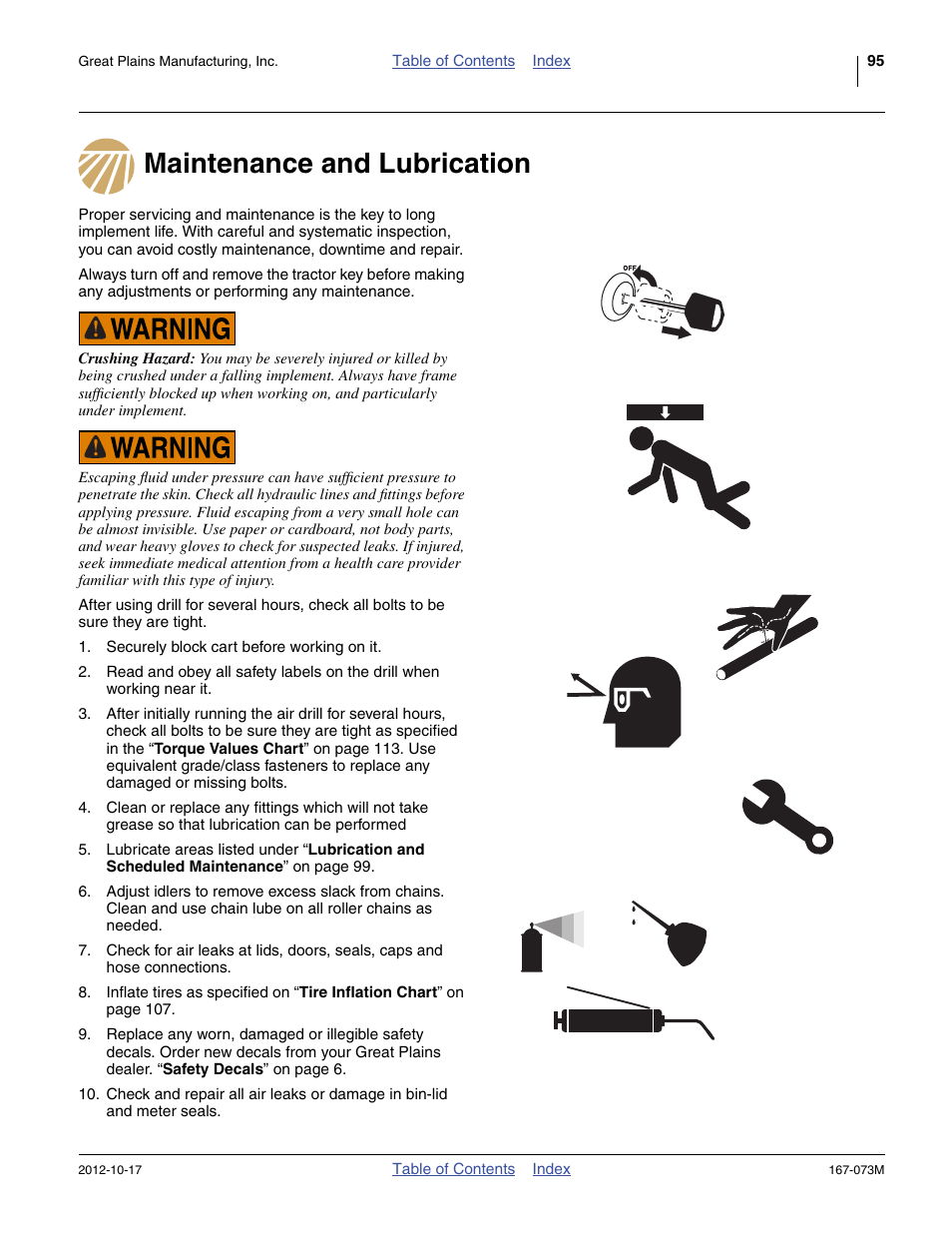 Maintenance and lubrication | Great Plains ADC2220 Operator Manual User Manual | Page 99 / 136