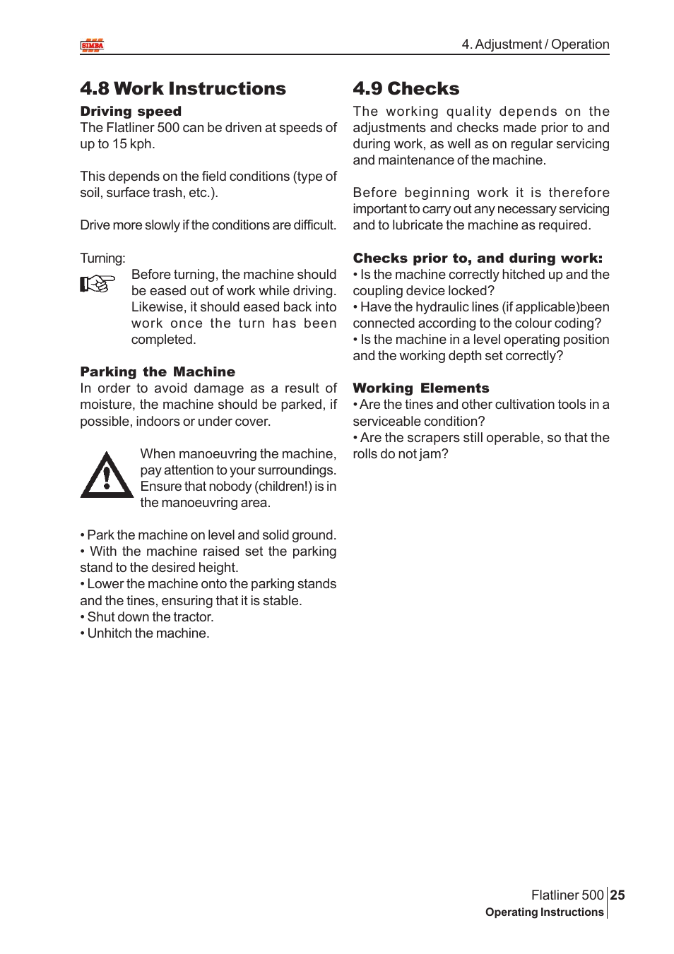 8 work instructions, 9 checks | Great Plains P12719 2004 User Manual | Page 25 / 32